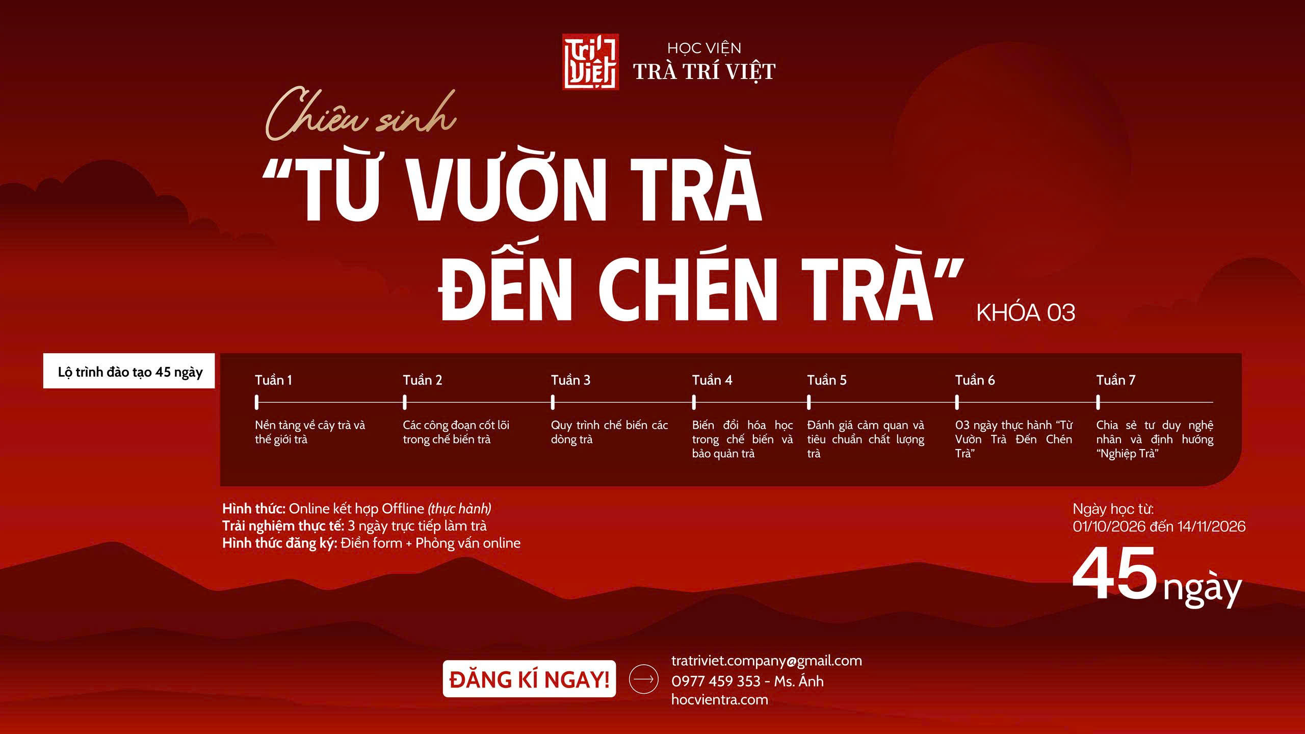 [THÔNG BÁO TUYỂN SINH] KHÓA 03 CHƯƠNG TRÌNH “TỪ VƯỜN TRÀ ĐẾN CHÉN TRÀ”